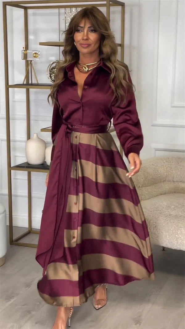 Elegance Striped Lace Dress - BELLAFISTA