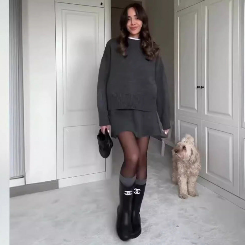 Luxury Knitted Top & Skirt Set - BELLAFISTA