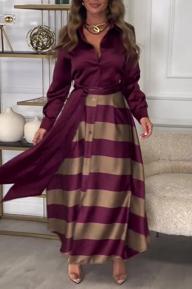 Elegance Striped Lace Dress - BELLAFISTA