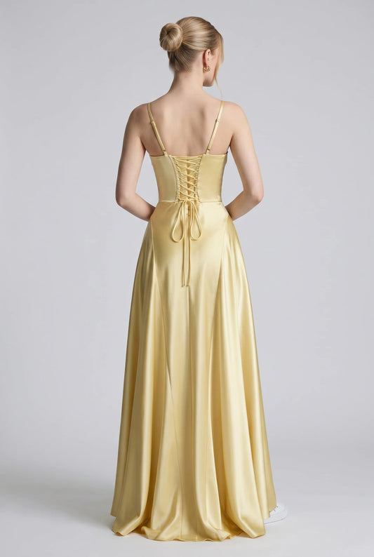 Butter Yellow Slip Bridesmaid Maxi Dress