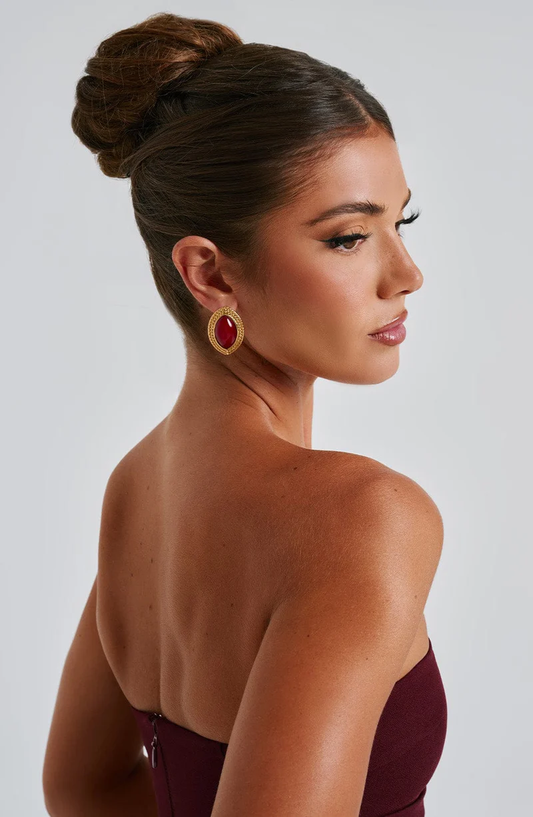 Azra Earrings Red/Gold