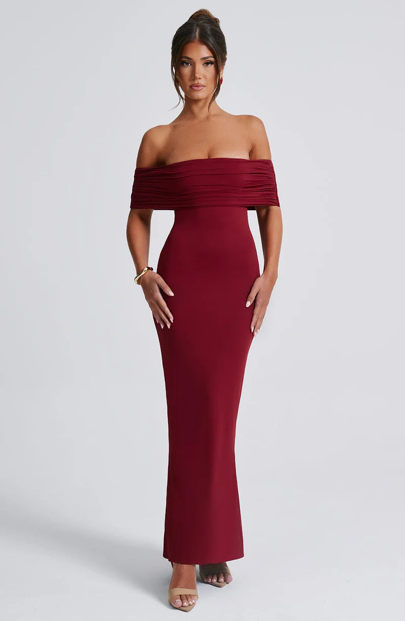 Belinda Maxi Dress - Burgundy - BELLAFISTA
