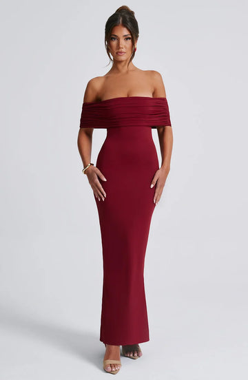 Belinda Maxi Dress - Burgundy - BELLAFISTA