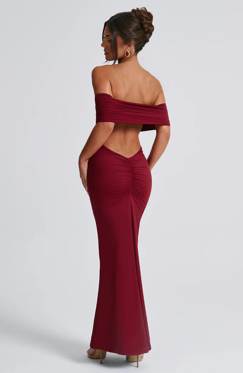 Belinda Maxi Dress - Burgundy - BELLAFISTA