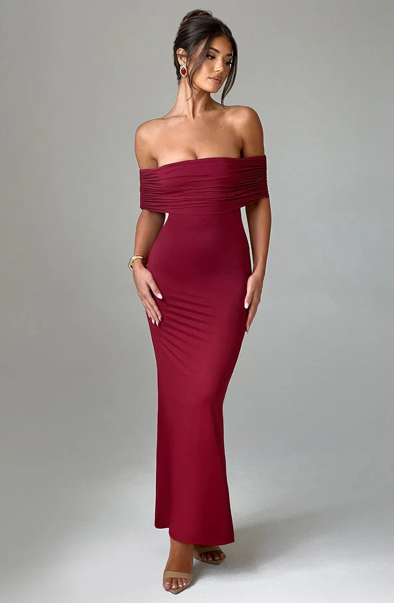 Belinda Maxi Dress - Burgundy - BELLAFISTA