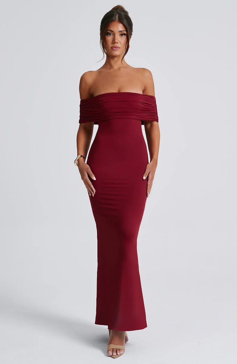 Belinda Maxi Dress - Burgundy - BELLAFISTA