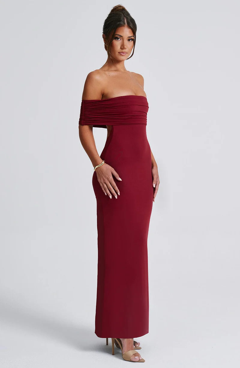 Belinda Maxi Dress - Burgundy - BELLAFISTA