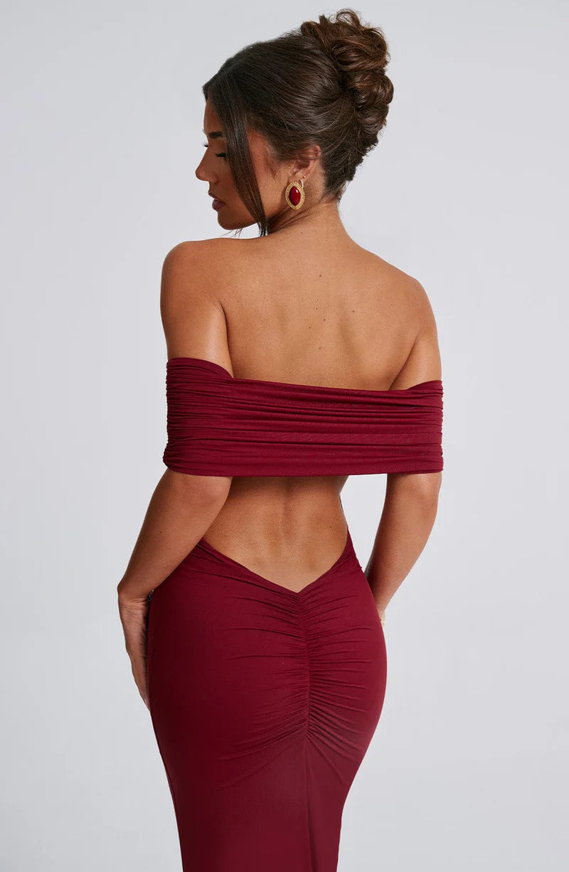 Belinda Maxi Dress - Burgundy - BELLAFISTA