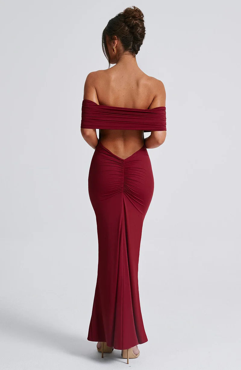 Belinda Maxi Dress - Burgundy - BELLAFISTA