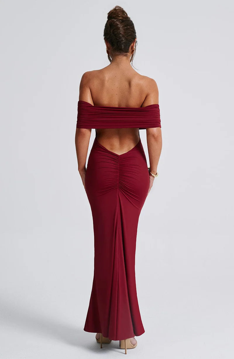 Belinda Maxi Dress - Burgundy - BELLAFISTA