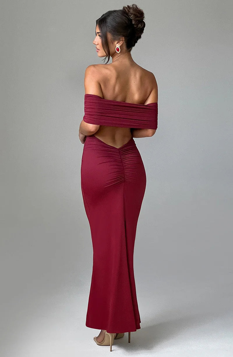 Belinda Maxi Dress - Burgundy - BELLAFISTA