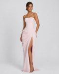 Alessia Strapless Draped Maxi Dress in Light Pink – three-quarter view