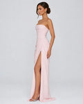 Alessia Strapless Draped Maxi Dress in Light Pink – side view