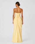 Alessia Strapless Draped Maxi Dress in Yellow – back view