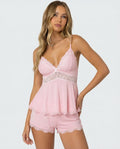 Luna Lace Cami & Shorts Set in Blush Pink – three-quarter view