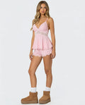 Luna Lace Cami & Shorts Set in Blush Pink – full view