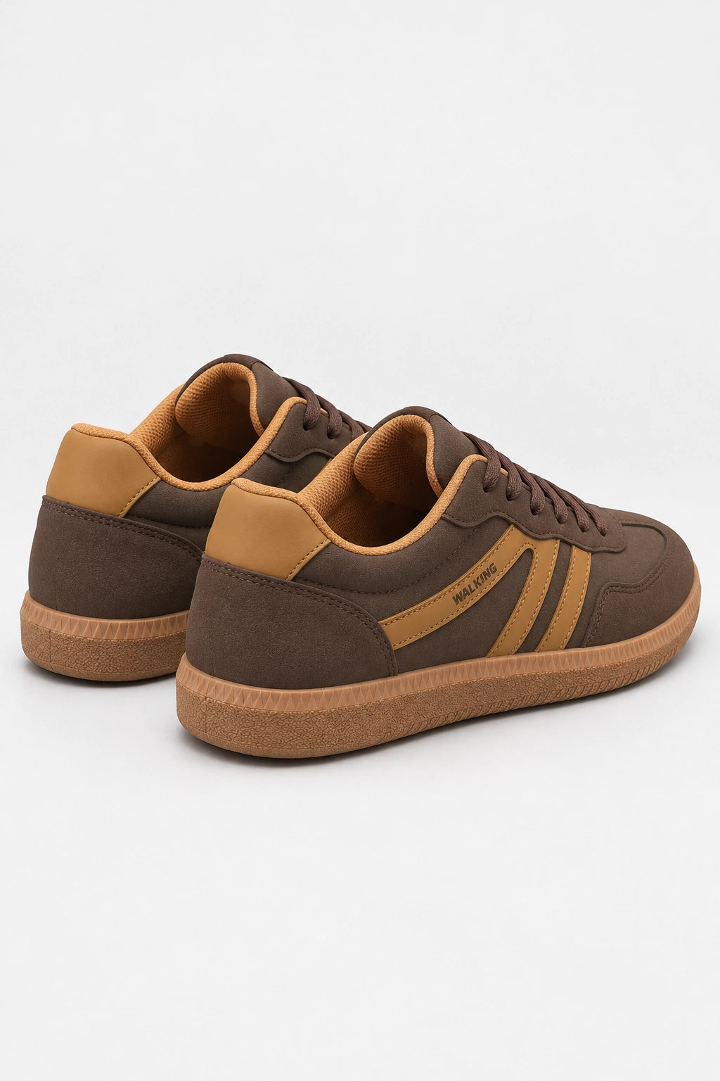 Mila Walking Sneakers in Brown – pair rear view