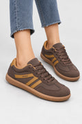 Mila Walking Sneakers in Brown – model standing