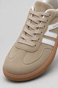 Mila Walking Sneakers in Khaki – toe laces detail