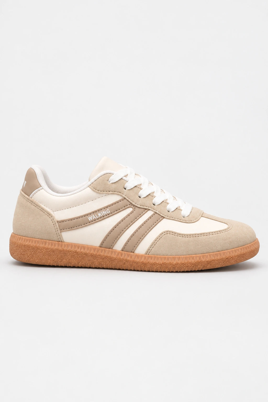 Mila Walking Sneakers in White – side profile