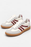 Mila Walking Sneakers in Wine Red – pair three quarter