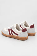 Mila Walking Sneakers in Wine Red – pair rear view