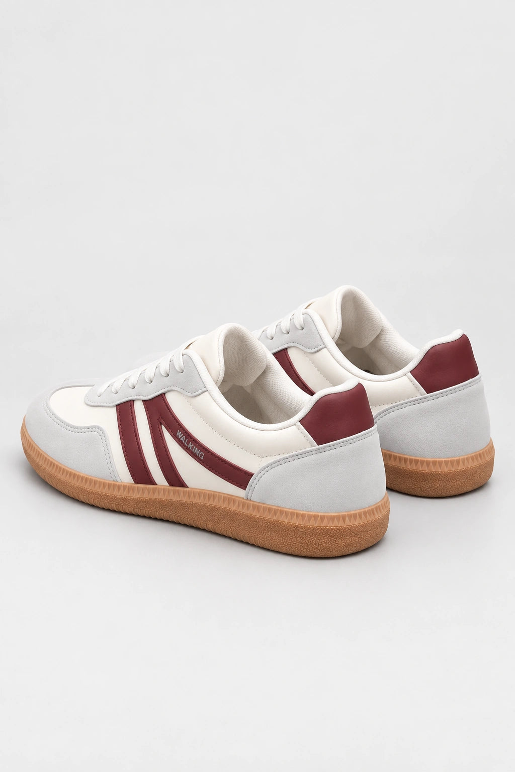 Mila Walking Sneakers in Wine Red – pair rear view