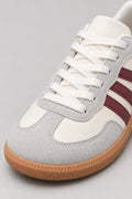 Mila Walking Sneakers in Wine Red – toe laces detail