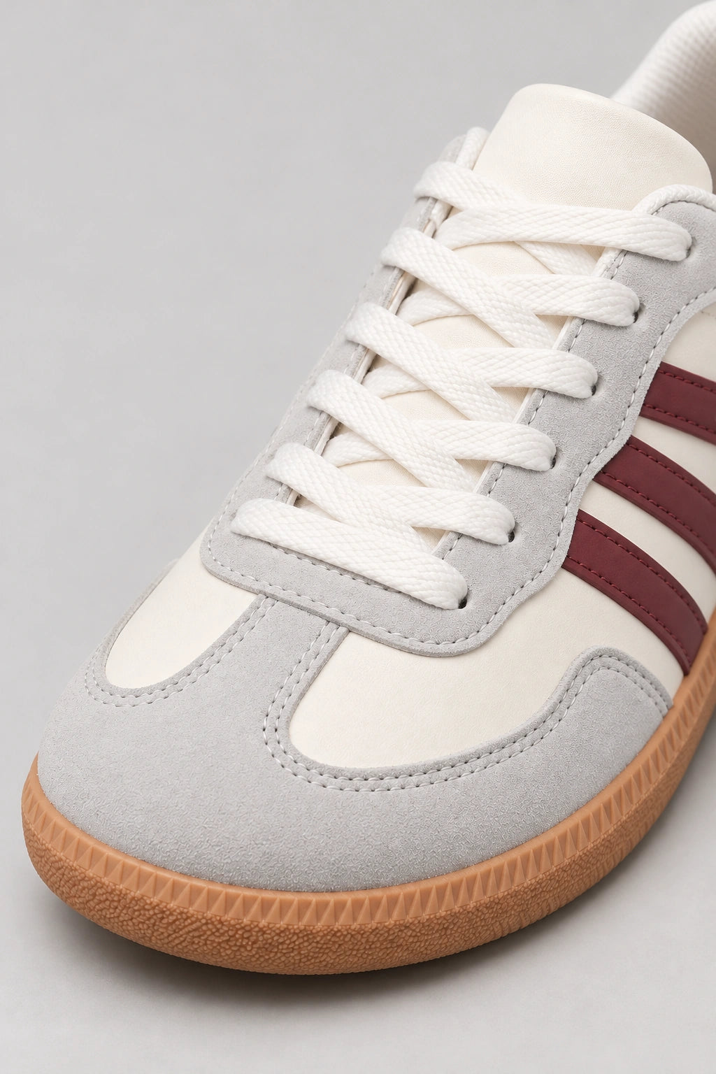 Mila Walking Sneakers in Wine Red – toe laces detail
