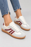 Mila Walking Sneakers in Wine Red – model standing
