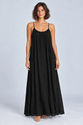 Sienna Open Back Maxi Dress in Black – studio front view