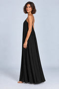 Sienna Open Back Maxi Dress in Black – studio side profile