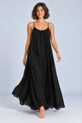 Sienna Open Back Maxi Dress in Black – studio movement view