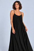 Sienna Open Back Maxi Dress in Black – studio detail