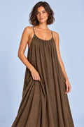 Sienna Open Back Maxi Dress in Brown – studio detail