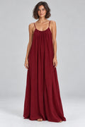 Sienna Open Back Maxi Dress in Burgundy – studio front view