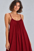 Sienna Open Back Maxi Dress in Burgundy – studio detail