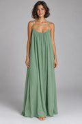 Sienna Open Back Maxi Dress in Green – studio front view