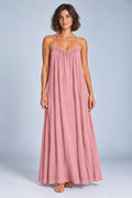 Sienna Open Back Maxi Dress in Pink – studio front view