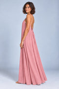 Sienna Open Back Maxi Dress in Pink – studio side profile