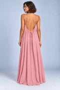 Sienna Open Back Maxi Dress in Pink – studio back view