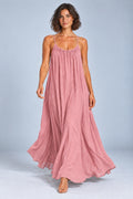 Sienna Open Back Maxi Dress in Pink – studio movement view