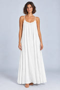 Sienna Open Back Maxi Dress in White – studio front view