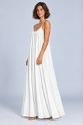 Sienna Open Back Maxi Dress in White – studio three-quarter view