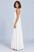 Sienna Open Back Maxi Dress in White – studio side profile