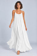 Sienna Open Back Maxi Dress in White – studio movement view