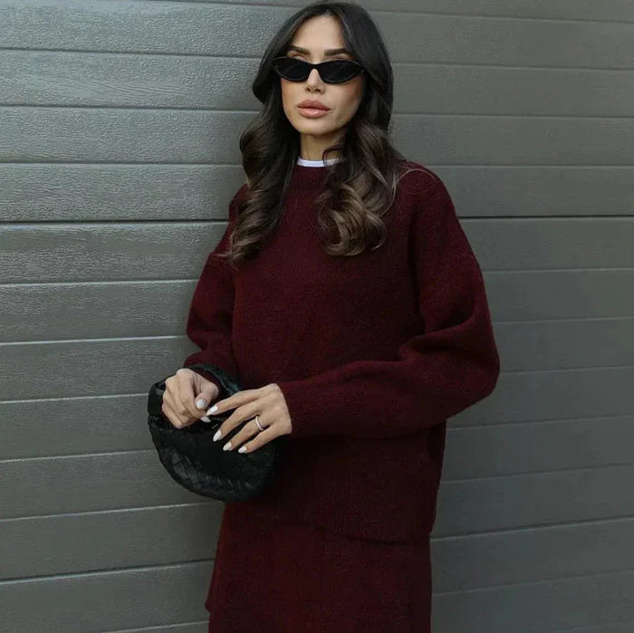 Luxury Knitted Top & Skirt Set - BELLAFISTA
