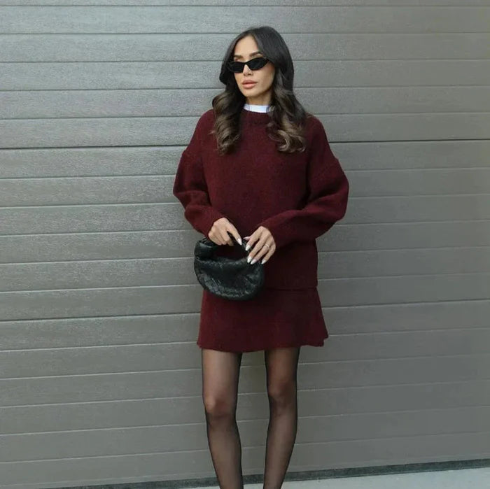 Luxury Knitted Top & Skirt Set - BELLAFISTA