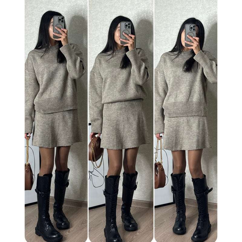Luxury Knitted Top & Skirt Set - BELLAFISTA