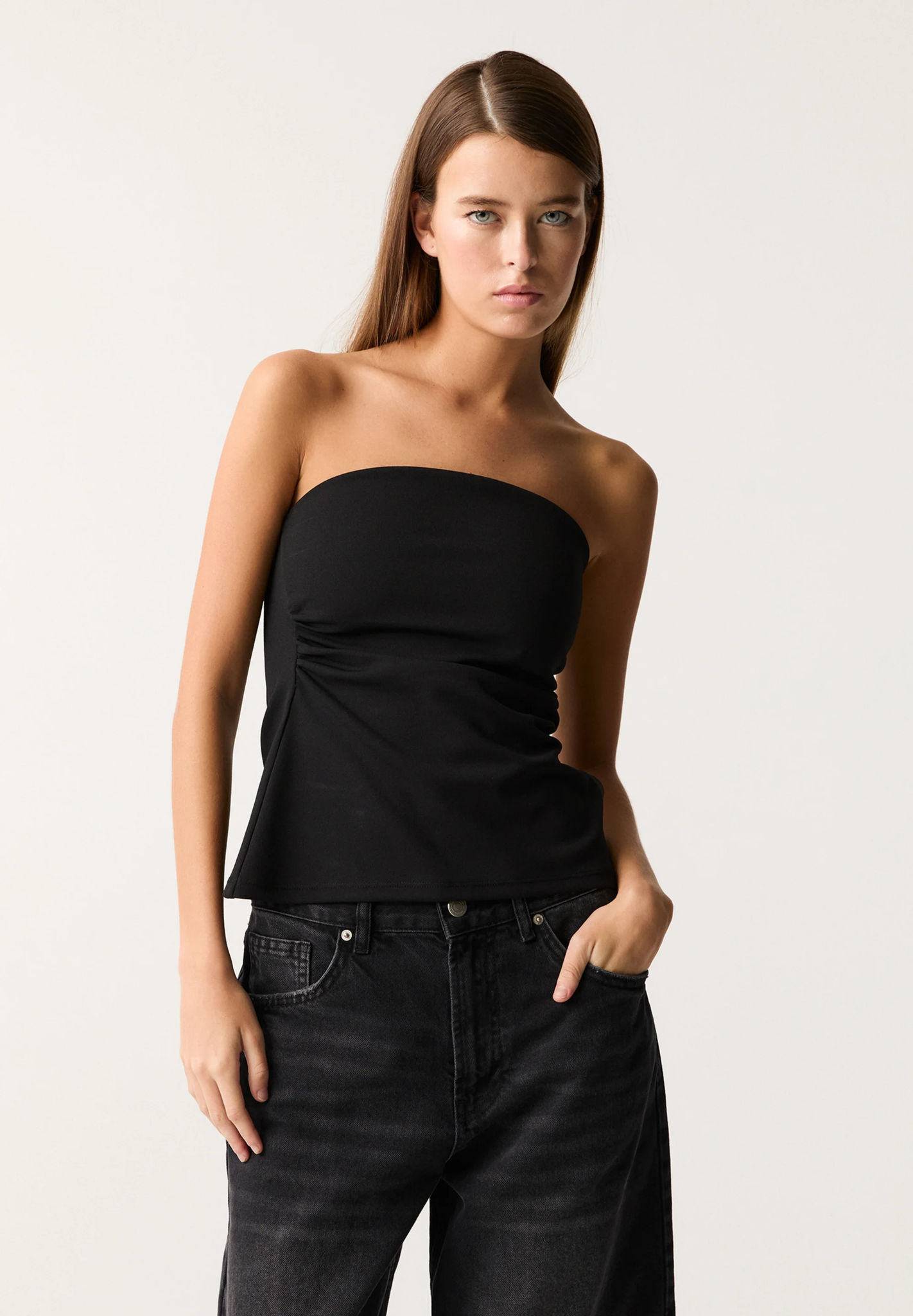 Knitted Slit Detail Tube Top
